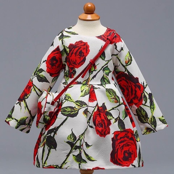 Girls long sleeve dress with purse great Easter dress - Picture 1 of 1